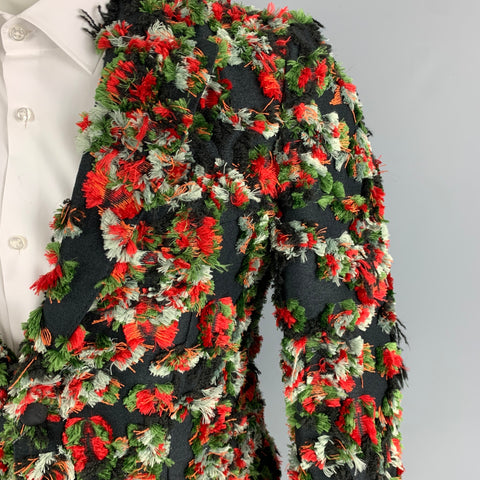 ALEXANDER MCQUEEN SS 18 Size 34 Black Red Green Reversed Jacquard Sport Coat