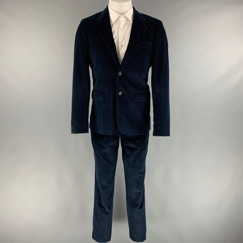 SANDRO Size 38 Navy Corduroy Cotton Notch Lapel Suit