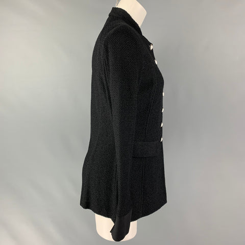 ST. JOHN Size 6 Black Wool Blend Textured Jacket