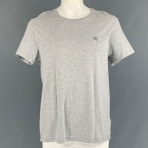 BURBERRY LONDON Talla XXL Camiseta de algodón gris jaspeado