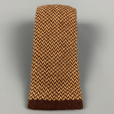 BERGDORF GOODMAN Brown Beige Woven Cashmere Tie