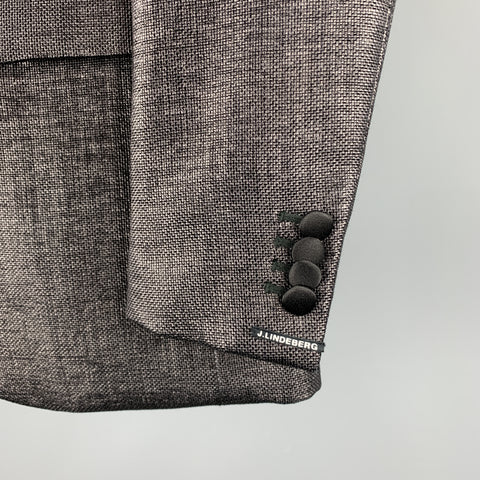 J. LINDEBERG Size 36 Black Woven Cotton Blend Peak Lapel Sport Coat