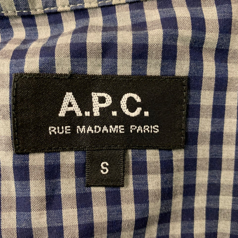 A.P.C. Size S Blue Checkered Cotton Button Down Long Sleeve Shirt