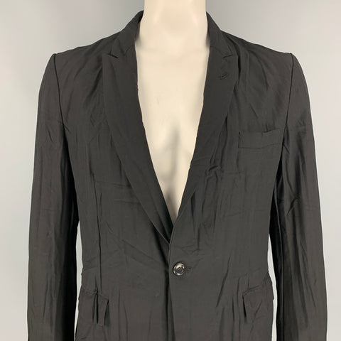 COMME des GARCONS HOMME PLUS Size L Black Wrinkled Wool / Mohair Jacket