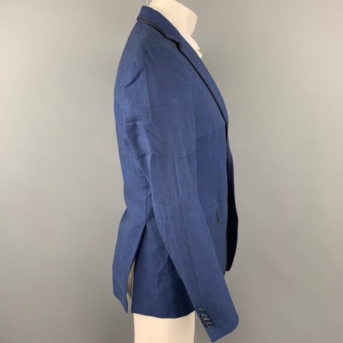 ETRO Size 38 Blue & Black Nailhead Cotton Sport Coat