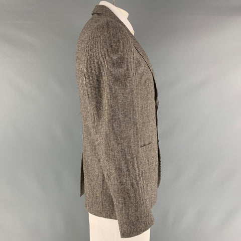 OFFICINE GENERALE Size 42 Brown Oatmeal Houndstooth Wool Blend Sport Coat