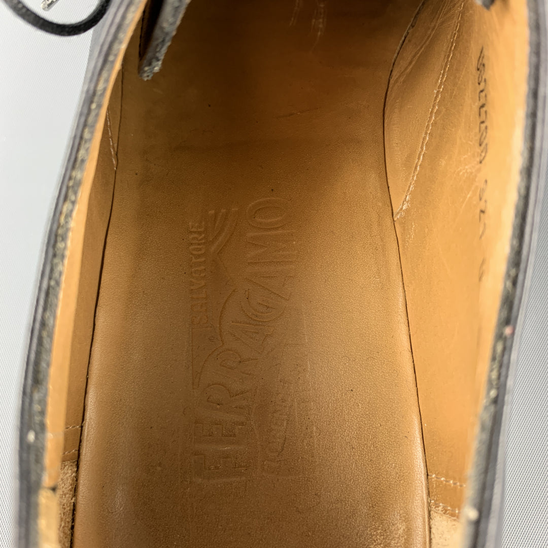 SALVATORE FERRAGAMO Taille 10 Chaussures à lacets en cuir massif noir