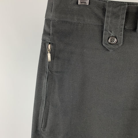 IMPERIAL Size 30 Black Cotton Blend Zip Pockets Casual Pants