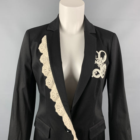 LOVE MOSCHINO Size 6 Black & White Acetate / Cotton Jacket