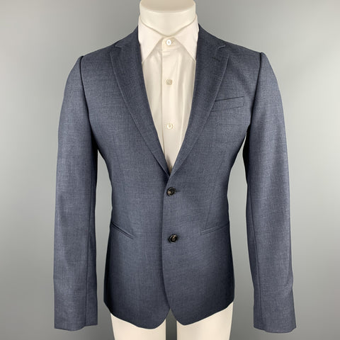 REISS Size 36 Short Blue Wool Notch Lapel Suit