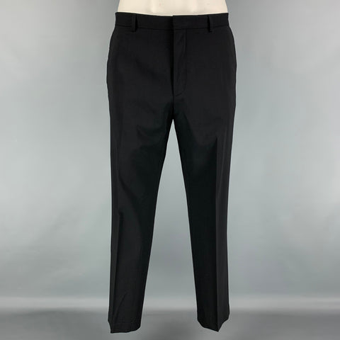 HUGO by HUGO BOSS Size 44 Black Virgin Wool Notch Lapel Suit