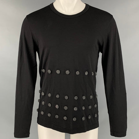 COMME des GARCONS HOMME PLUS Taille S Black Grey Applique Jersey Pullover