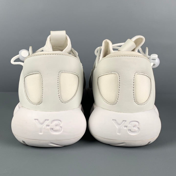 Y-3 by YOHJI YAMAMOTO Size 12.5 White Mixed Fabrics Leather Kyujo Low Sneakers