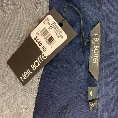 NEIL BARRETT Size M Navy Gray Lightning Print Cotton Short Sleeve Shirt