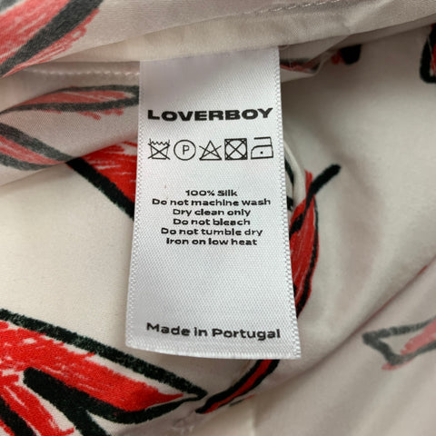 LOVERBOY by CHARLES JEFFREY Size S White & Red Print Silk Camp Short Sleeve Shirt