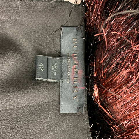 BURBERRY PRORSUM Fall 2012 Size 6 Cherry & Black Polyamide / Silk Stripe Skirt