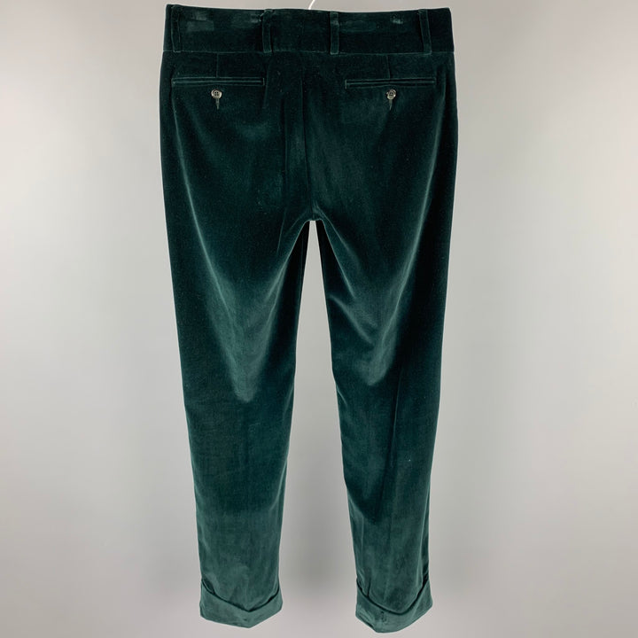 DOLCE & GABBANA Size 32 Forest Green Cotton / Modal Zip Fly Dress Pants