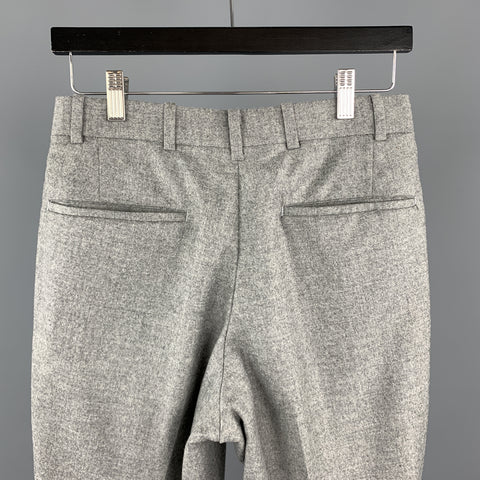 CUSTOM MADE Size 28 Light Grey Heather Wool Dress Pants