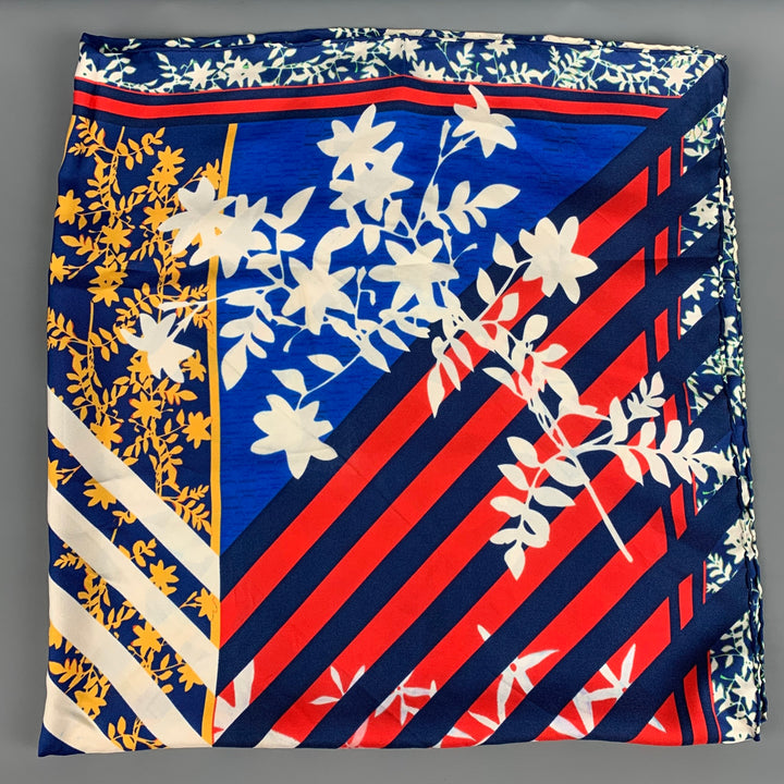CAROLINA HERRERA Multi-Color Abstract Floral Twill Scarf