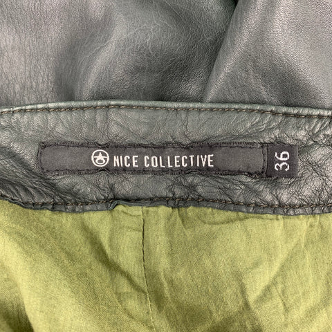 NICE COLLECTIVE Short en Cuir Vieilli Gris Ardoise Taille 36