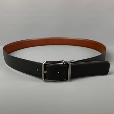 SALVATORE FERRAGAMO Size 40 Tan Black Two Tone Leather Reversible Belt