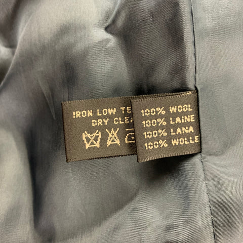 RALPH LAUREN Black Label Taille M Gris Bleu Laine Paisley Boutons Cachés Manteau