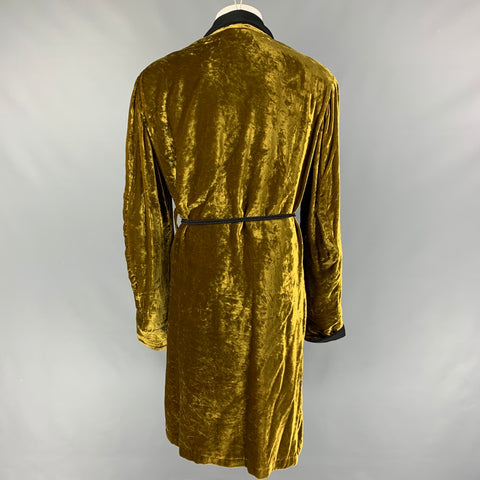 DOLCE & GABBANA Size M Olive Black Velvet Viscose Shawl Collar Robe