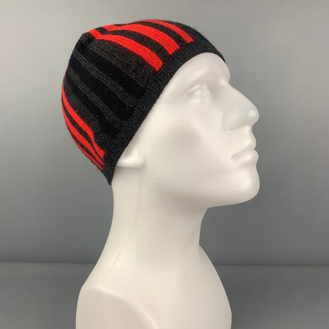 ARMAND DIRADOURIAN Charcoal Red Stripe Cashmere Beanie