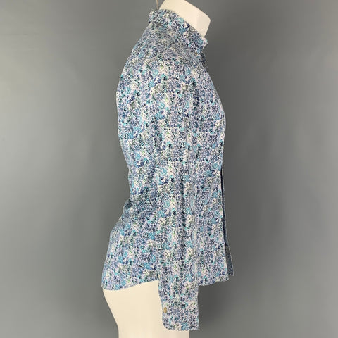 SCOTCH AND SODA Size S Blue White Floral Cotton Long Sleeve Shirt