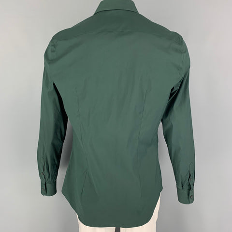 PRADA Size L Green Cotton Blend Button Up Long Sleeve Shirt