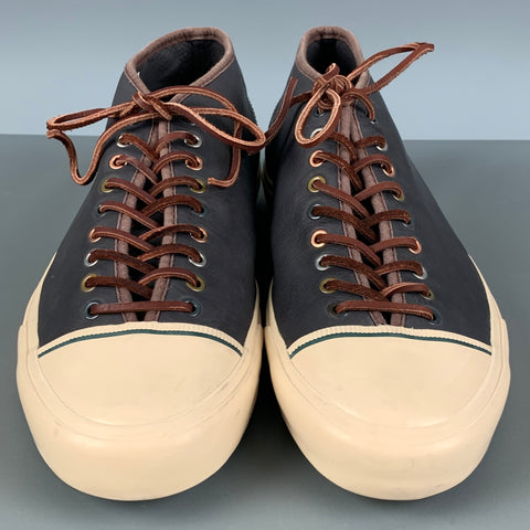 PAUL SMITH JEANS Size 10 Charcoal Beige Solid Leather Lace Up Sneakers