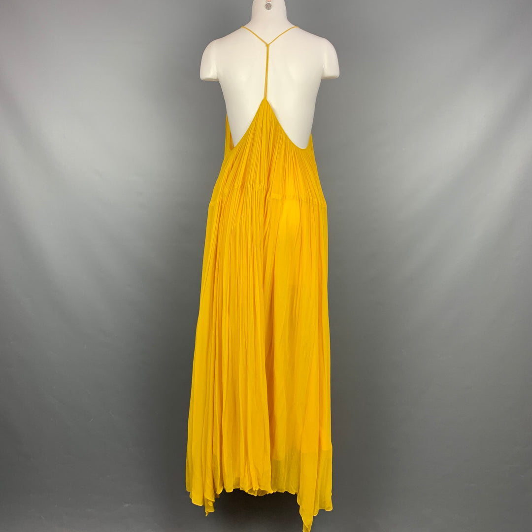 CHLOE S/S 15 Talla Vestido largo de gasa de seda amarillo maíz