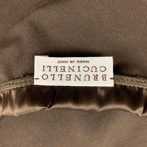 BRUNELLO CUCINELLI Size M Brown Silk Blend V-neck T-Shirt