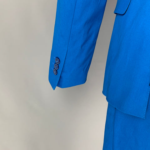 VERSACE COLLECTION Size 38 Royal Blue Cotton Notch Lapel Suit