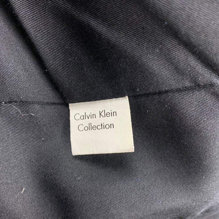 CALVIN KLEIN COLLECTION Size M Black Contrast Stitch Cotton Notch Lapel Open Front Jacket