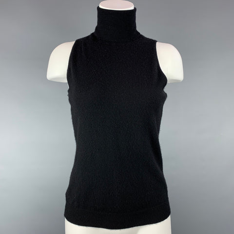 RALPH LAUREN Black Label Taille L Pull à col roulé en cachemire / polyester noir