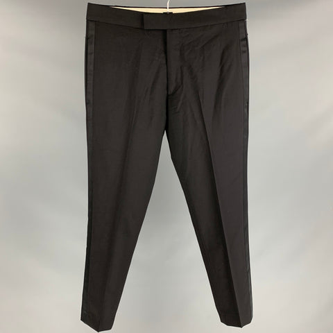 PAUL SMITH Size 30 Black Wool Tuxedo Dress Pants