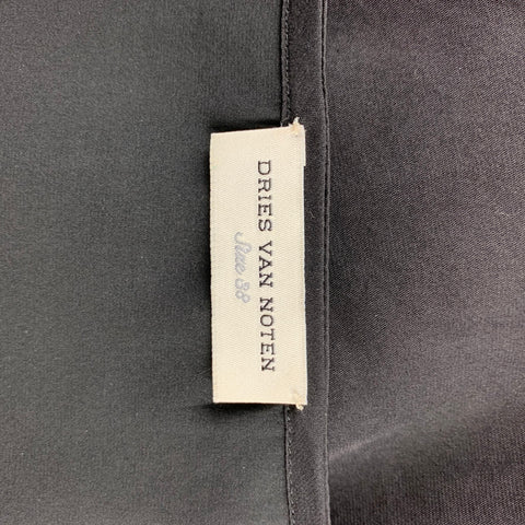 DRIES VAN NOTEN Size 8 Black Poplin Polyester / Silk Ruffled Blouse