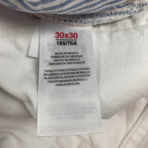 POLO by RALPH LAUREN Size 30 White & Navy Skull Cotton Zip Fly Jeans
