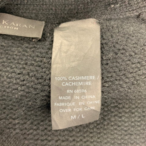 DONNA KARAN Talla M/L Cárdigan de punto de cachemira negro con frente abierto