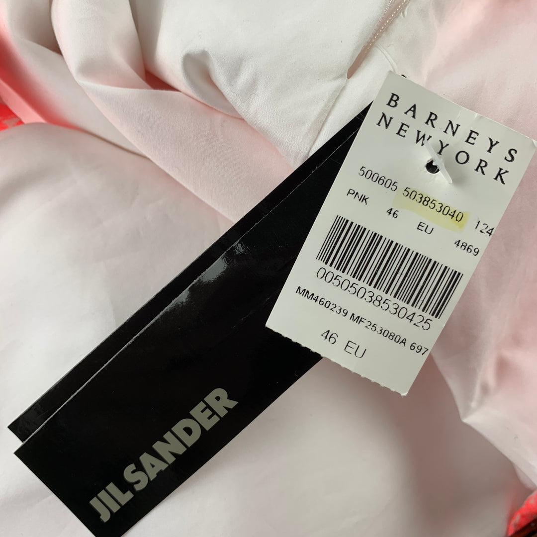 JIL SANDER Size 36 Pink & White Jacquard Cotton Blend Snaps Vest