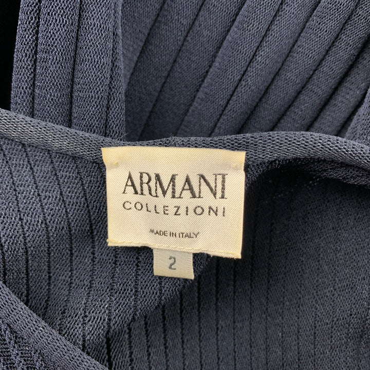 ARMANI COLLEZIONI Size 2 Navy Viscose / Polyester Sleeveless Cocktail Dress