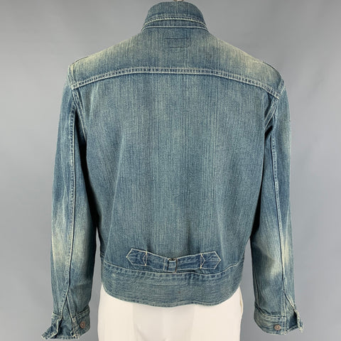 RRL by RALPH LAUREN Size L Blue Distressed Cotton Jacket