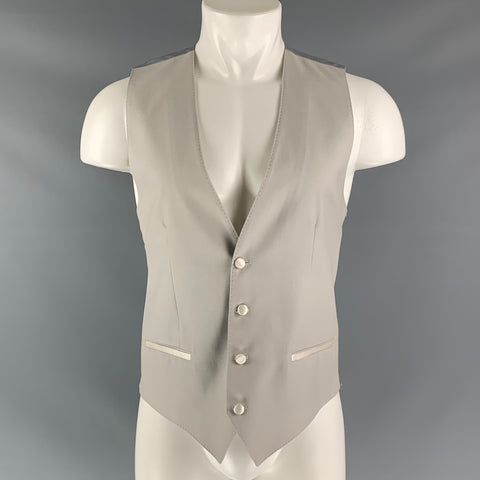DOLCE & GABBANA Light Gray Solid Buttoned Size 38 Wool & Silk Vest
