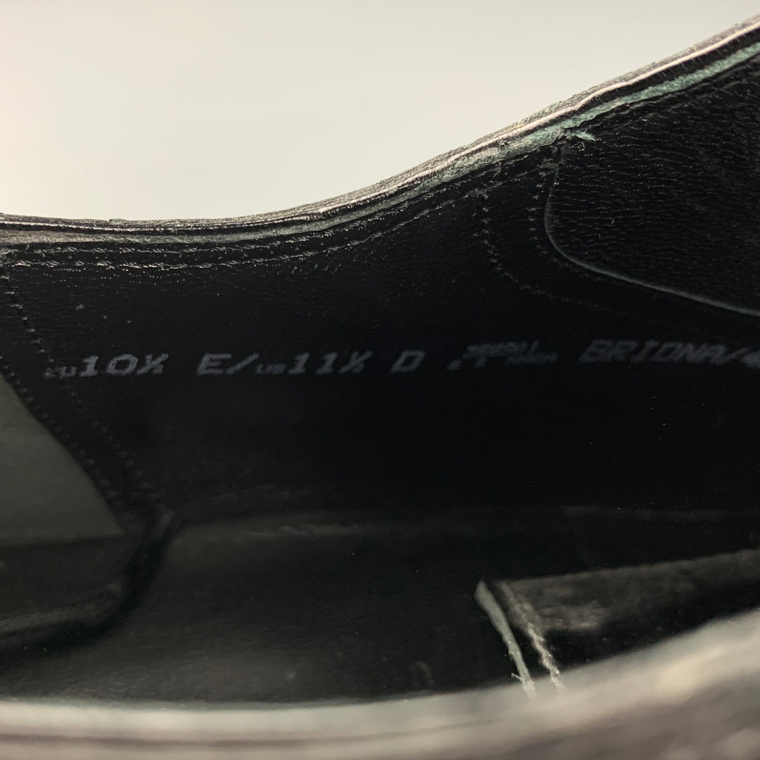 BALLY Size 11.5 Black Perforated Patent Leather Lace Up Shoes