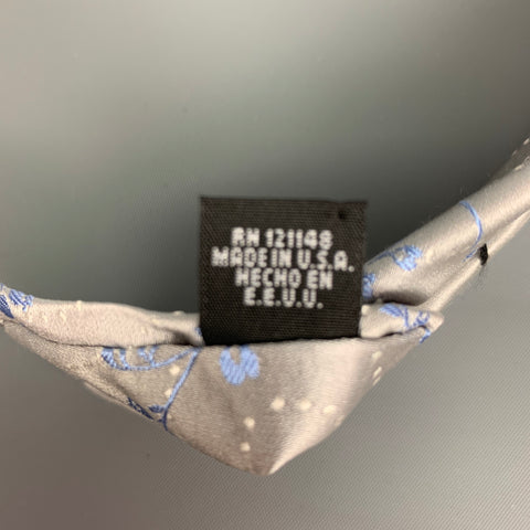 CALVIN KLEIN Silver Floral Silk Tie