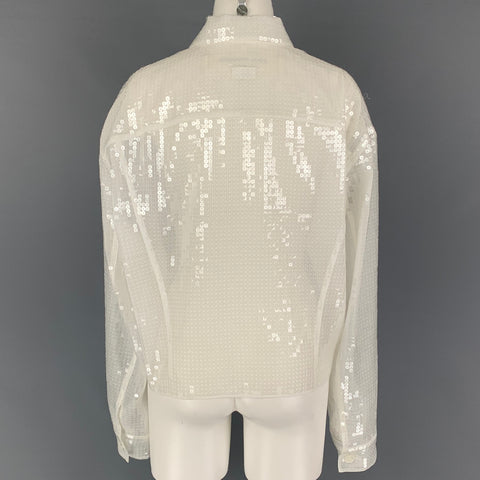 JUNYA WATANABE Size M White Polyester Mesh Sequin Jacket