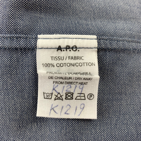 APC Chemise à manches longues boutonnée en coton bleu taille M