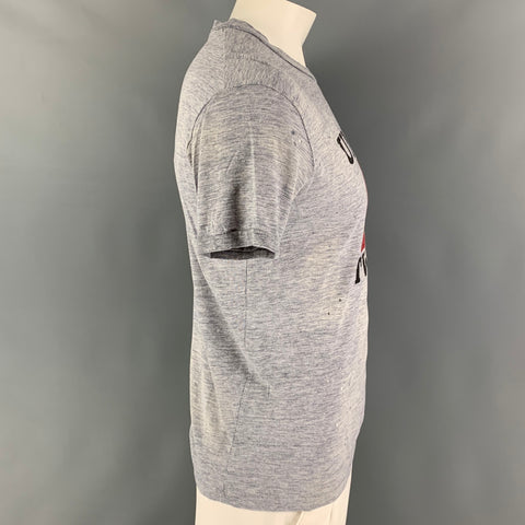 DSQUARED2 Size XL Grey Black Graphic Cotton T-shirt
