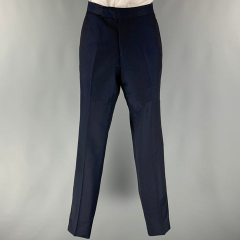 TED BAKER Size 38 Navy Solid Wool Mohair Shawl Collar 31 32 Tuxedo
